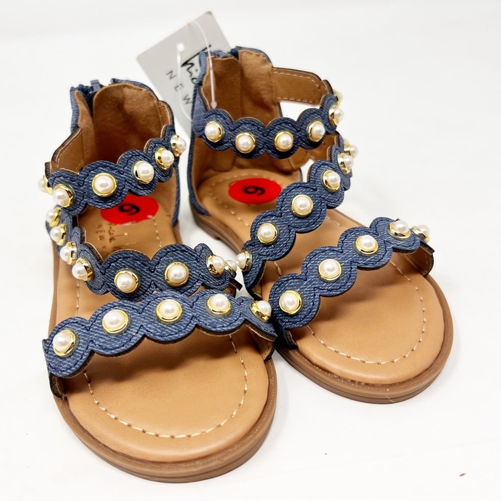 Nicole Miller Denim and Pearl girls Strap Sandals - Picture 5 of 6